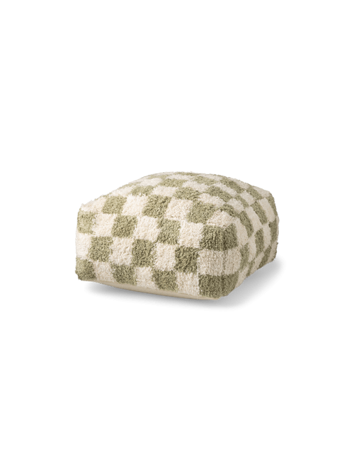 Karierter Hocker - 40 x 40 x 20 cm. - Moosgrün - Søstrene Grene