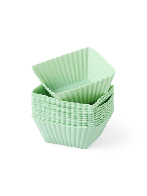 Square muffin moulds - Silicone. 12 pcs. - Dusty Green - Søstrene Grene