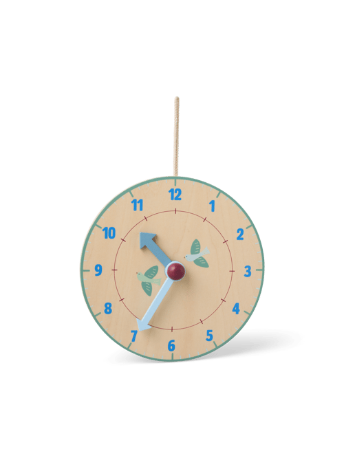 Children's wooden clock - Plywood. Ø20 cm. - Sage Green - Søstrene Grene