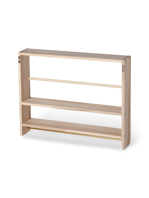 Plate shelf | Poplar wood/iron. 66 x 12 x 52 cm. | Light wood