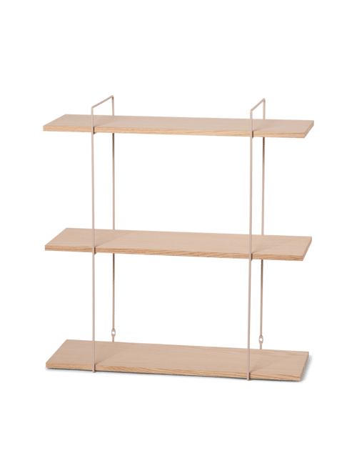 Wall shelf | Iron/MDF/oak veneer. 60 x 20 x 62.7 cm. | Warm Grey
