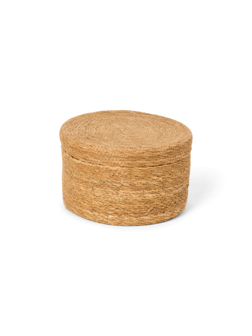 Cesto Rotondo In Bambù Con Coperchio A Rete Per Frutta E Verdura - Diametro 30/35/40 Cm, Intrecciato A Mano
