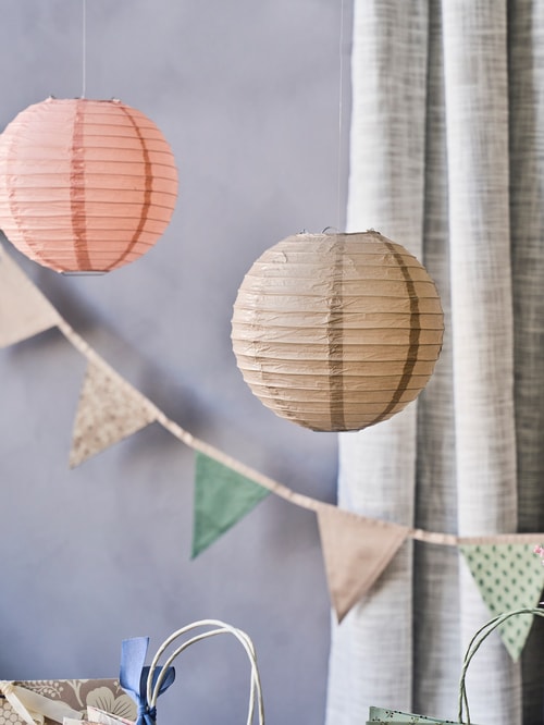 Ginger Ray Lanterne Di Carta Rosa Con Nervature - Confezione Da 5, Due Misure, Per Matrimoni E Feste, Stile Boho - 5