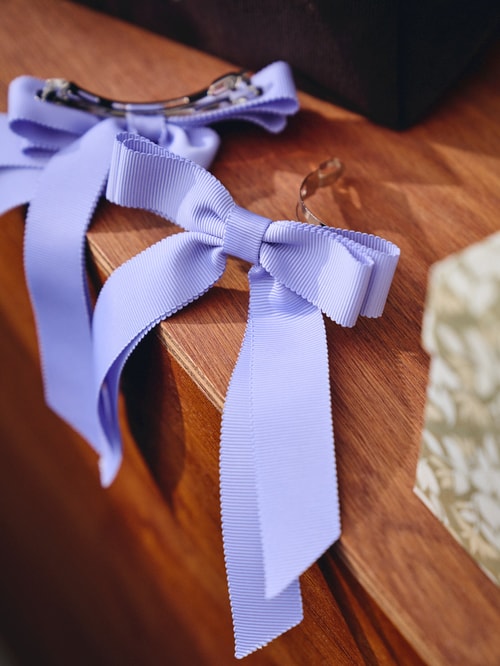 Hair clip bow | Textile. 9 x 15 cm. | Lavender