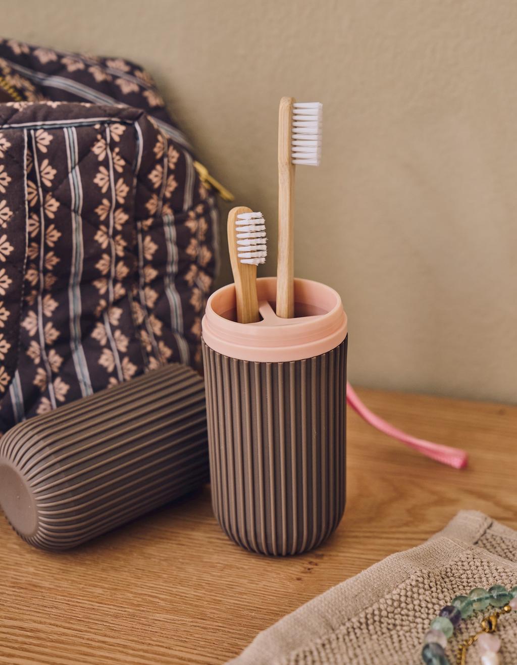 Portaspazzolino Da Viaggio Con Tazza E Manico, 2 Pezzi, Multifunzione, In PP, Grande Capacità, Per Cosmetici E Accessori, 20x6,8 Cm