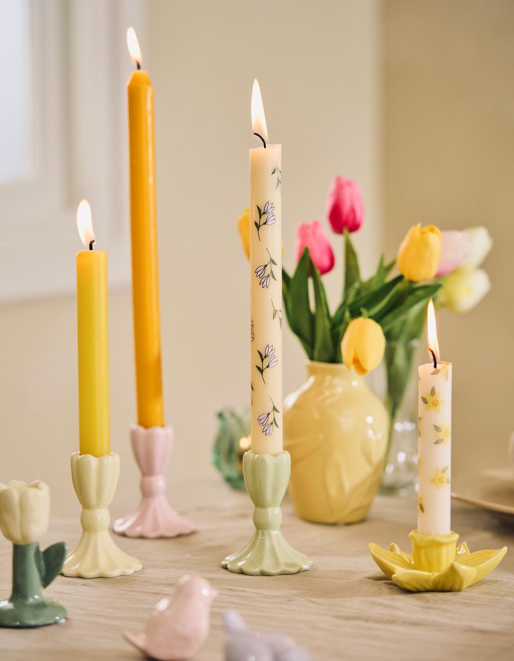 4 Candele In Stearina Colorate Verdi Marmorizzate - 250x22 Mm, 10 Ore Di Combustione, Senza Fumo E Inodore - Prodotte In Germania - 5