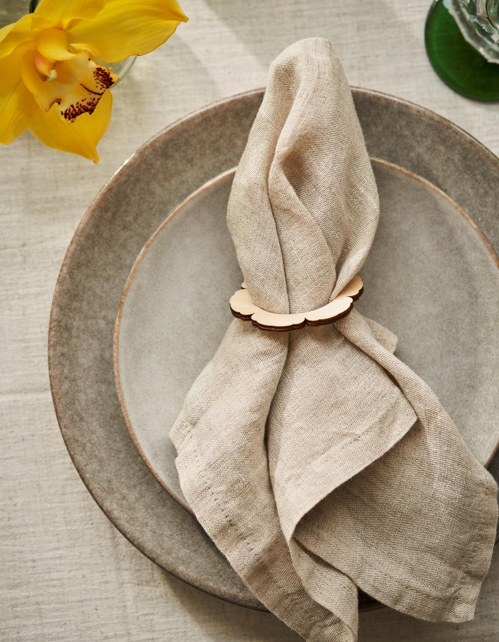 Serviettes En Lin Lavables - Lot De 6, 40x40cm, Vert Clair, Pour Table Fête Ou Quotidien