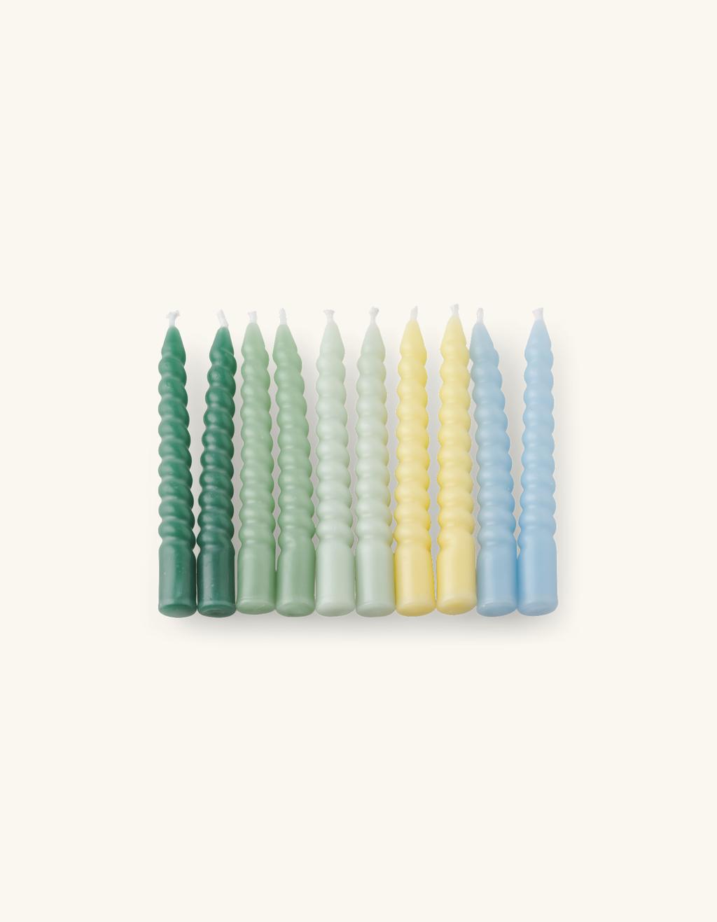4 Candele In Stearina Colorate Verdi Marmorizzate - 250x22 Mm, 10 Ore Di Combustione, Senza Fumo E Inodore - Prodotte In Germania - 4