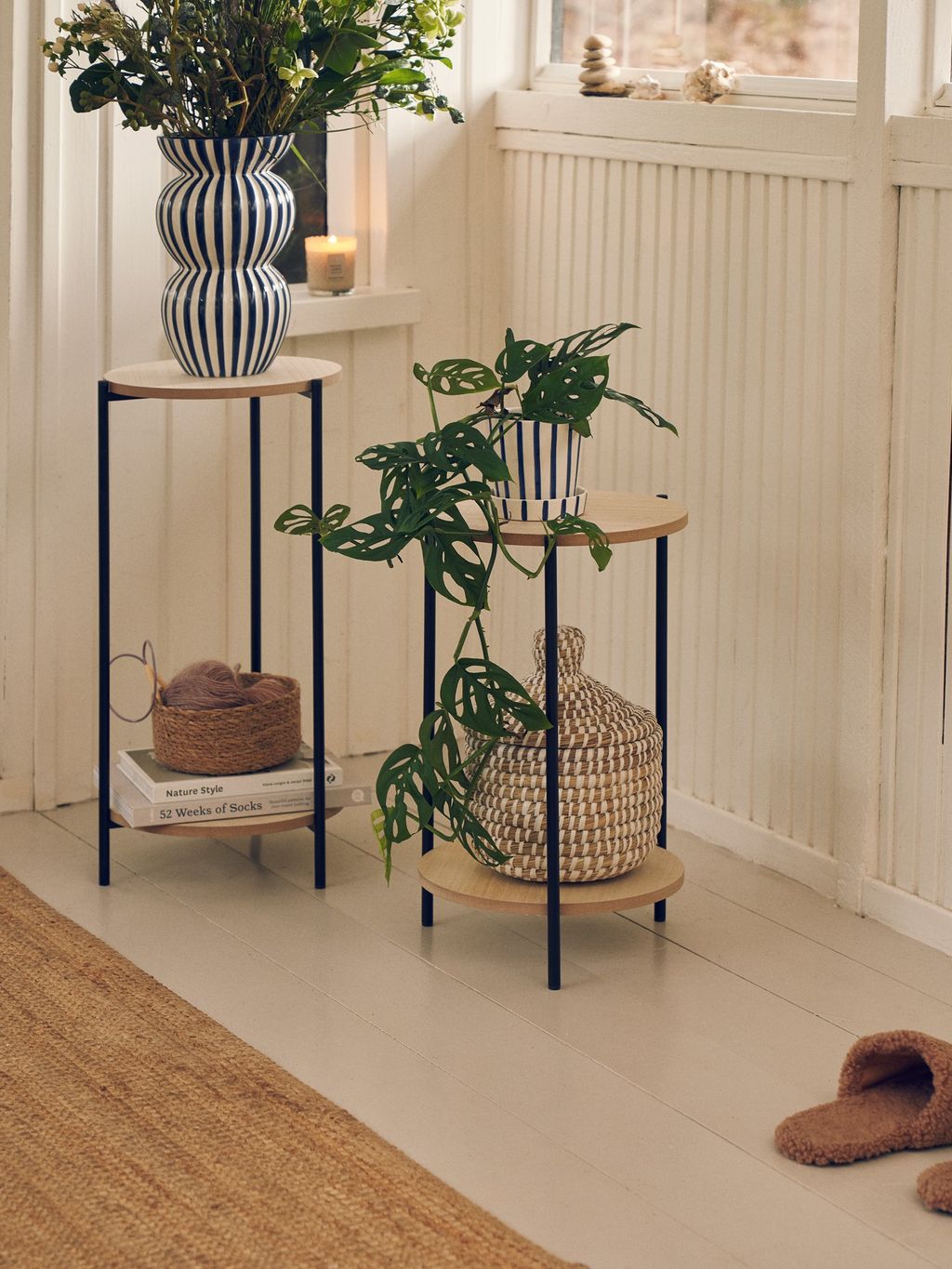 Hulst | Industriële plantentafel | Set van 3 | Mangohout naturel