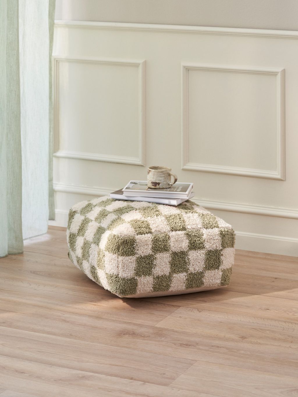 Pouf à carreaux | 40 x 40 x 20 cm. | Moss Green