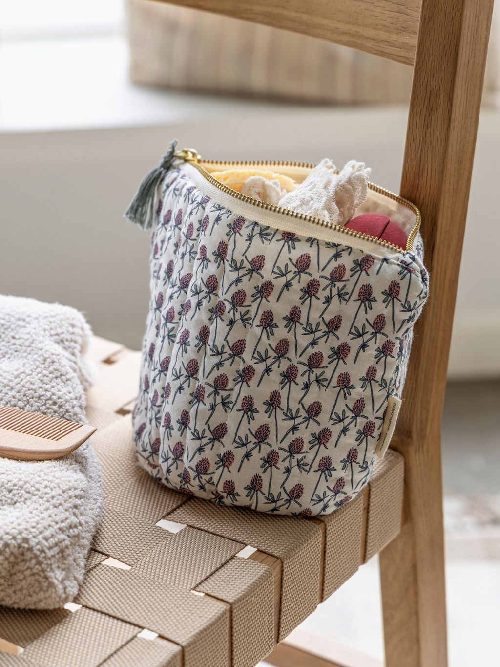 Make-up-Tasche „Opulenter Garten“ – Kosmetiktasche Aus Leinen, 19x25 Cm