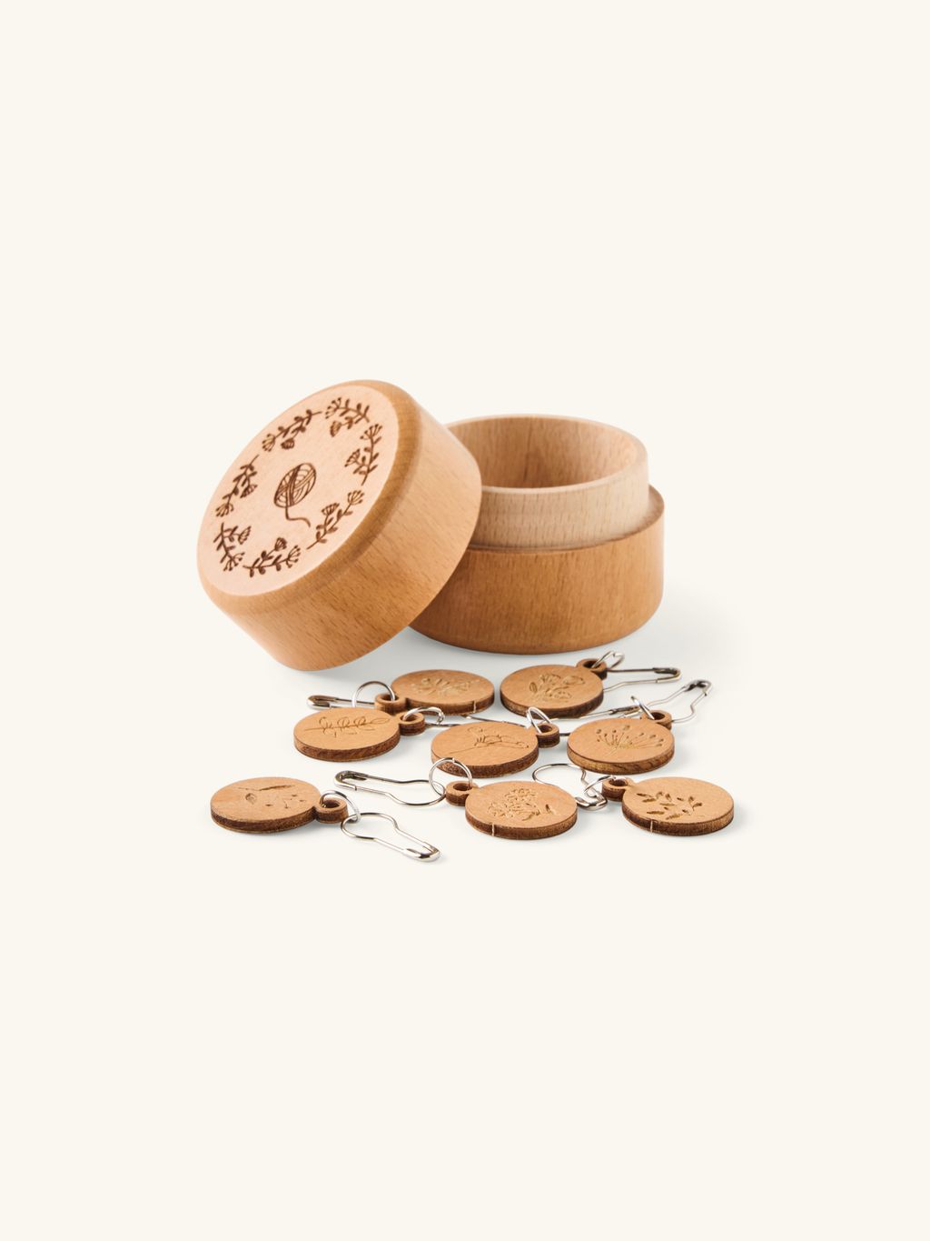 Marqueurs De Points Amovibles Pour Tricot/crochet - Lot De 16 Avec Boîte En Bois - Pour Compter Les Mailles Facilement - 9