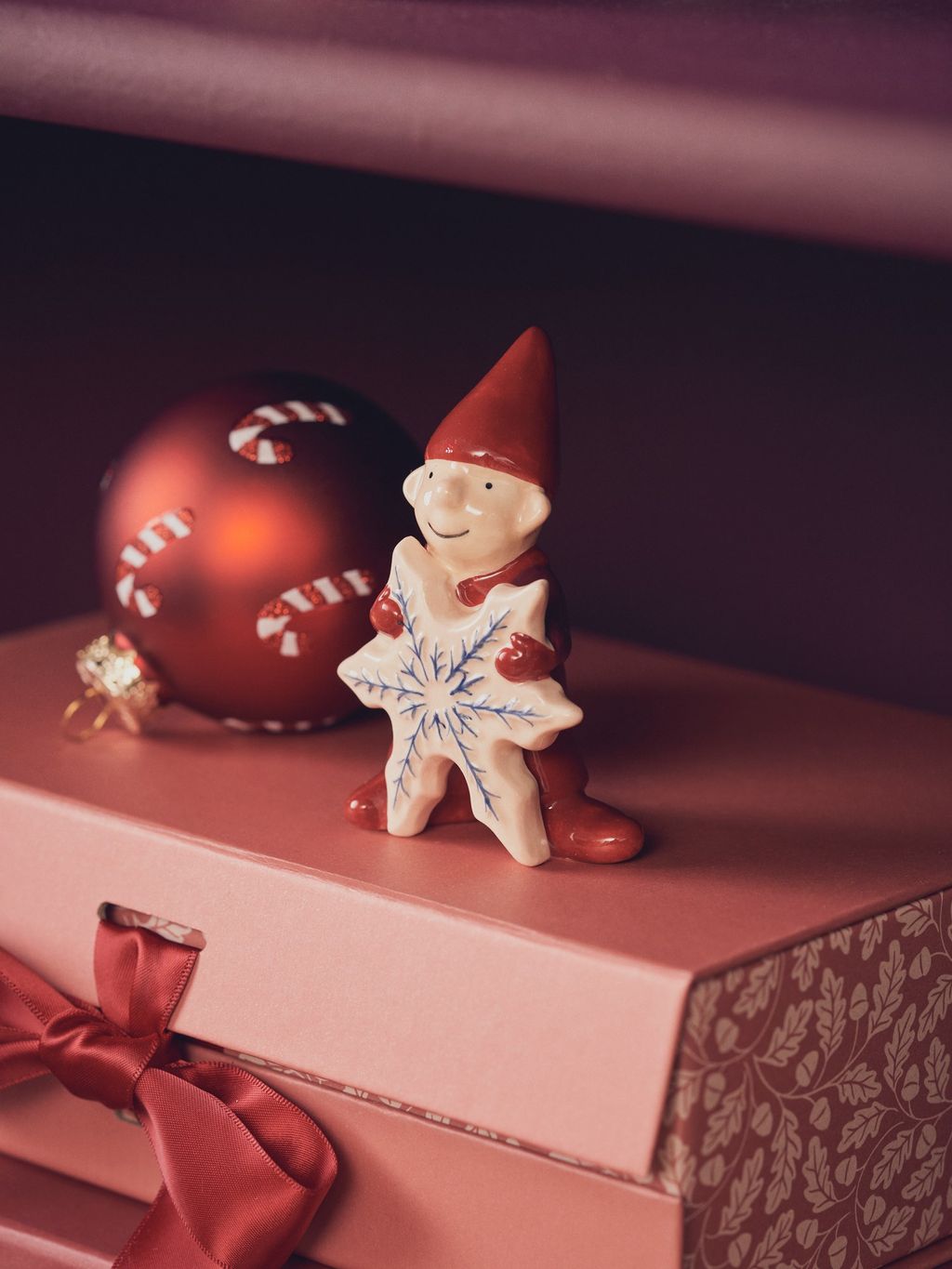 Figurine Souris De Noël Søstrene Grene - Tenue Tricot Rouge/blanc, écharpe, Décoration Féerique
