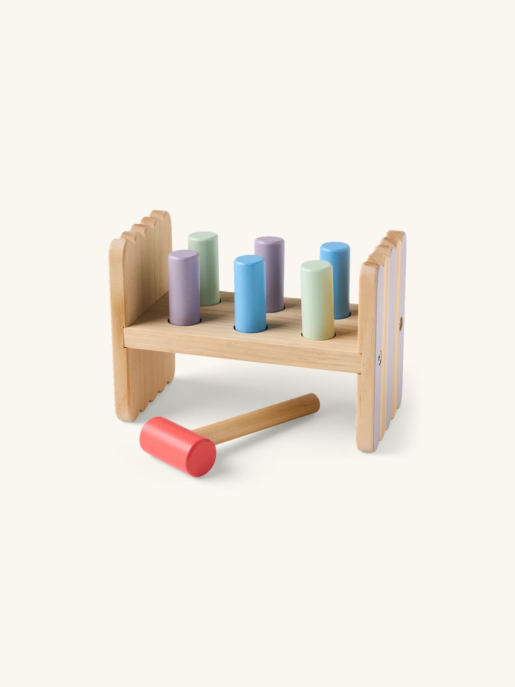 Wooden hammer bench toy | Pinewood. 18 x 9 x 13 cm. | Multi