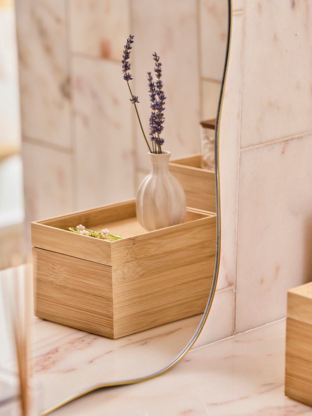 Aufbewahrungsbox mit Deckel | Bambus. 18 x 13 x 11 cm. | Nature