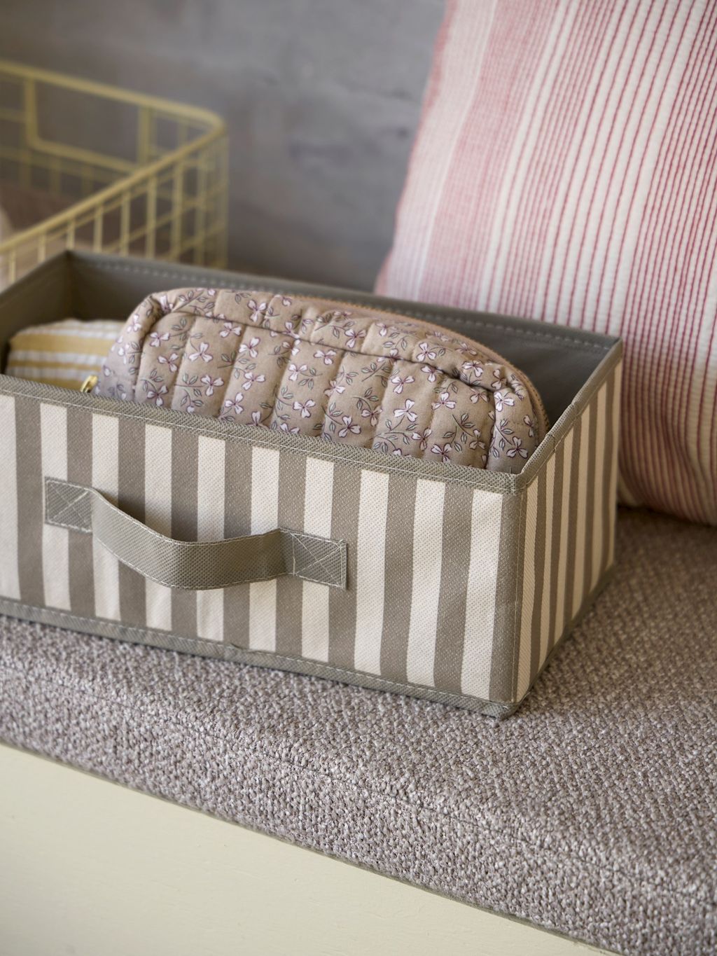 Textil-Aufbewahrungsbox mit Griff | Textil. 30 x 15 x 13 cm