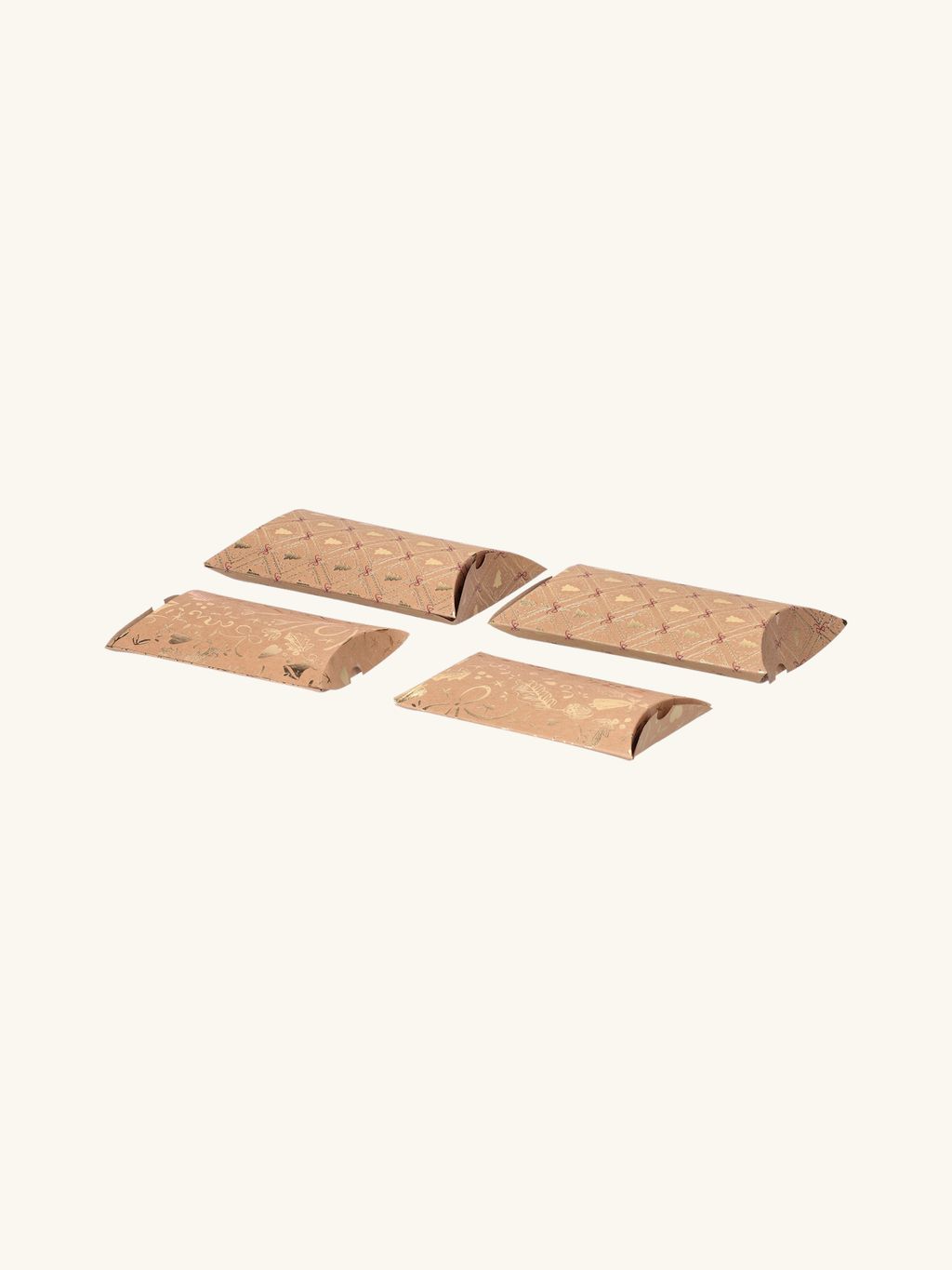 Gift box set | Recycled paper. 4 pcs. | Craft, Gold
