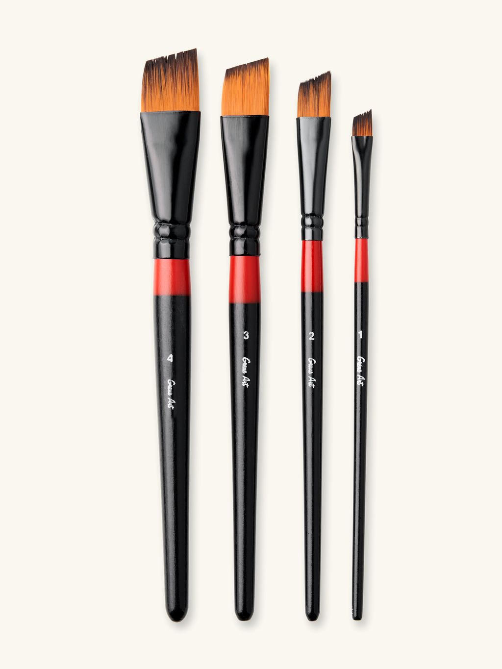 Set 6 Pennelli Angolati Angle Artist Per Pittura – Acrilico, Olio, Acquerello – Setole In Nylon, Manico Legno, Varie Misure - 5