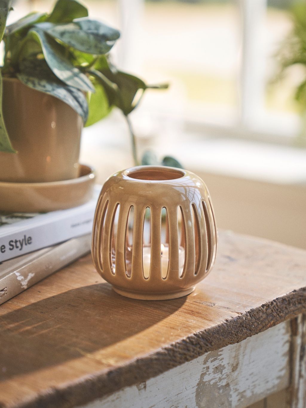 Porte Tealight Tescoma Céramique Gris - Lot De 2 - 10x4.3x15.6cm - Déco Lumière Ambiance