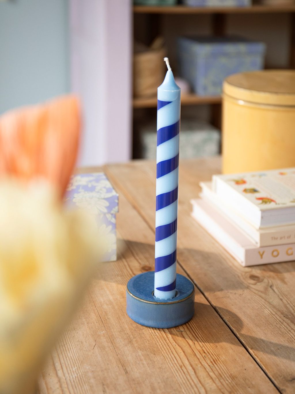 Bougies Bleu Poussière Risthò Bougies Coniques Bleu Poussière - 2.2cm X H25cm - Lot De 10 - Brûlent 7h Décoration événement