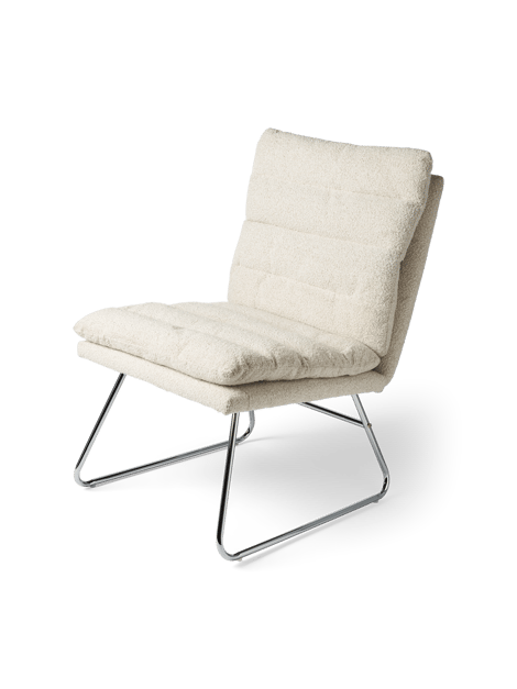Fauteuil lounge en tissu bouclé | 55 x 61,4 x 53,9 cm. | Off White
