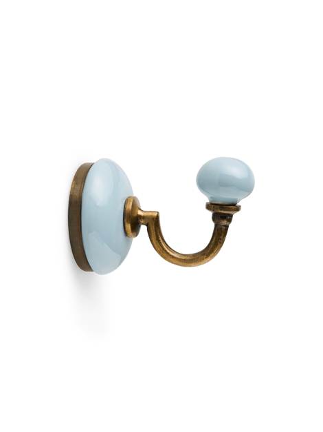 Crochet | Céramique/Fer. 5 x 8 x 5,5 cm. | Ice Blue, Brass