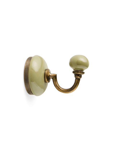 Crochet | Céramique/Fer. 5 x 8 x 5,5 cm. | Spring Green, Brass