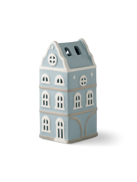 Maison photophore | Porcelaine. 16,2 cm. | Smokey Blue