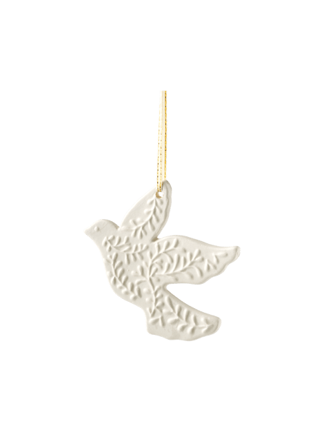 Ornement colombe | Porcelaine. 8 x 9 cm. | White