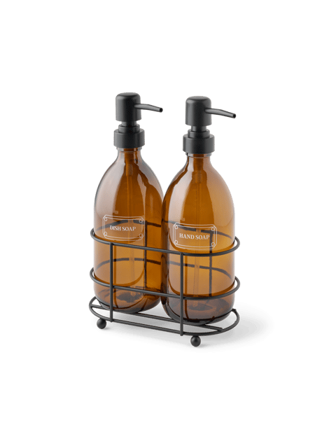 Ensemble de distributeurs | Verre/acier inoxydable. 16,1 x 9 × 24,5 cm. | Brown