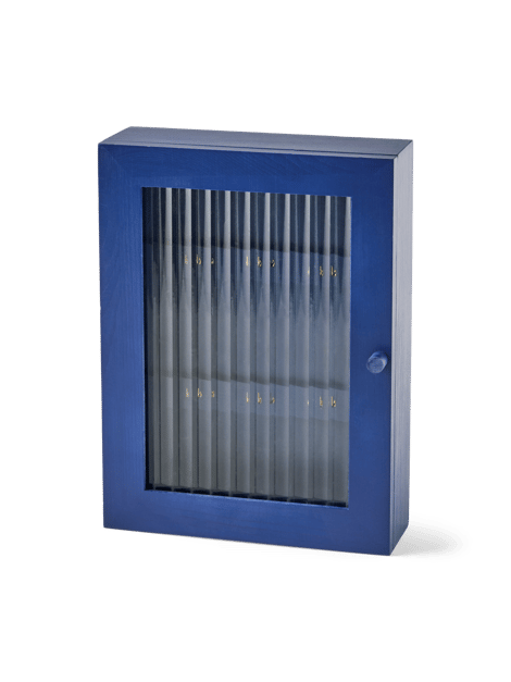 Armoire à clés | Pin/Verre. 18 x 6,2 x 24 cm. | Electric Blue