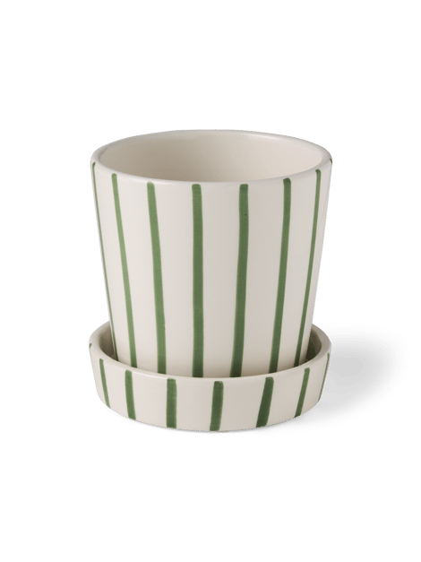 Pot de fleur avec soucoupe | Dolomite. 10 x 10,3 cm. | Moss Green