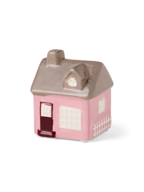Ceramic deco house | Stoneware. 6.4 x 5.1 x 7.8 cm. | Rose