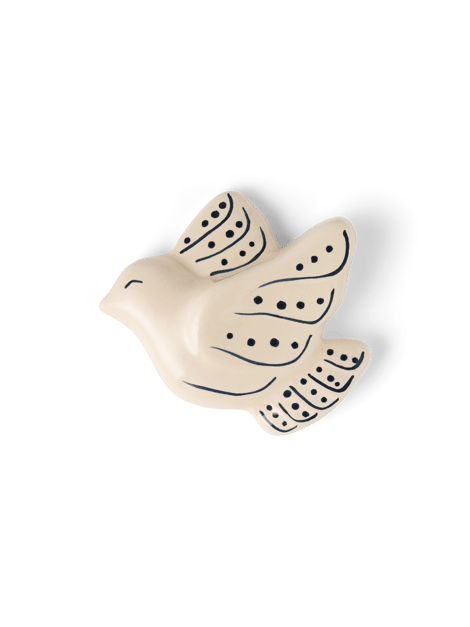 Décoration murale en forme d'oiseau | Céramique. 9,32 x 8,42 cm. | Off White