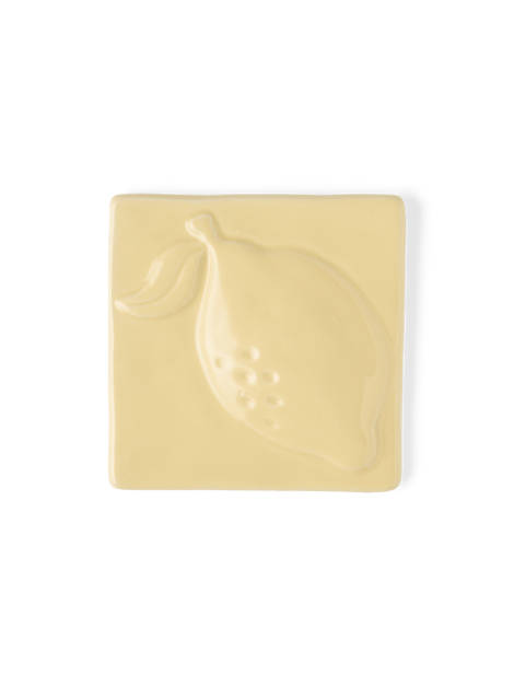 Muurdecoratie met citroen | Keramiek. 10 x 10 cm. | Light Olive