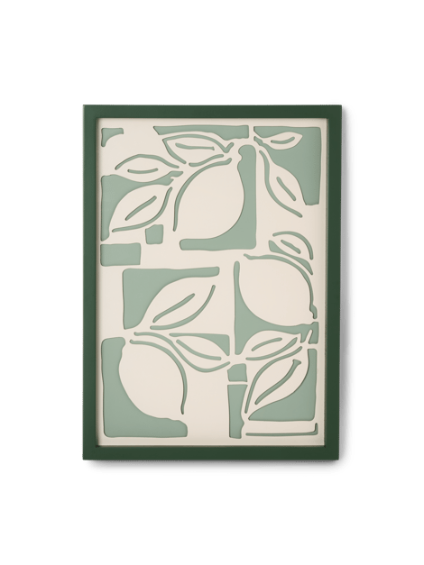 Cadre A3 avec découpe de papier citron | MDF/verre. | Olive Green