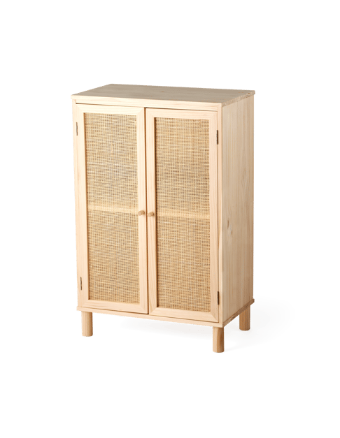 Armoire en bois | Bois de pin/rotin. 57,5 x 33,5 x 90 cm. | Nature