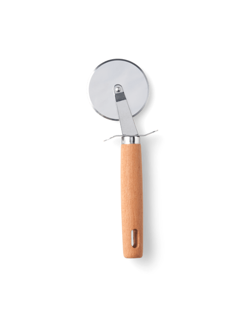 Roulette à pizza | Acier inoxydable/bois de hêtre. 6,5 x 20,8 cm. | Nature, Silver