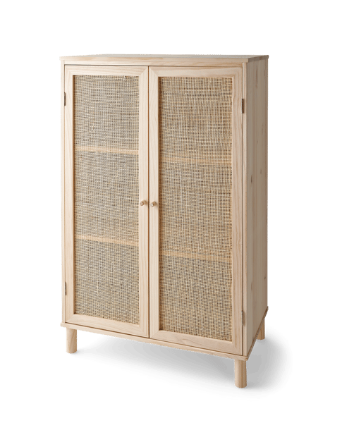 Armoire en bois | Bois de pin/rotin. 70 x 40 x 110 cm. | Nature